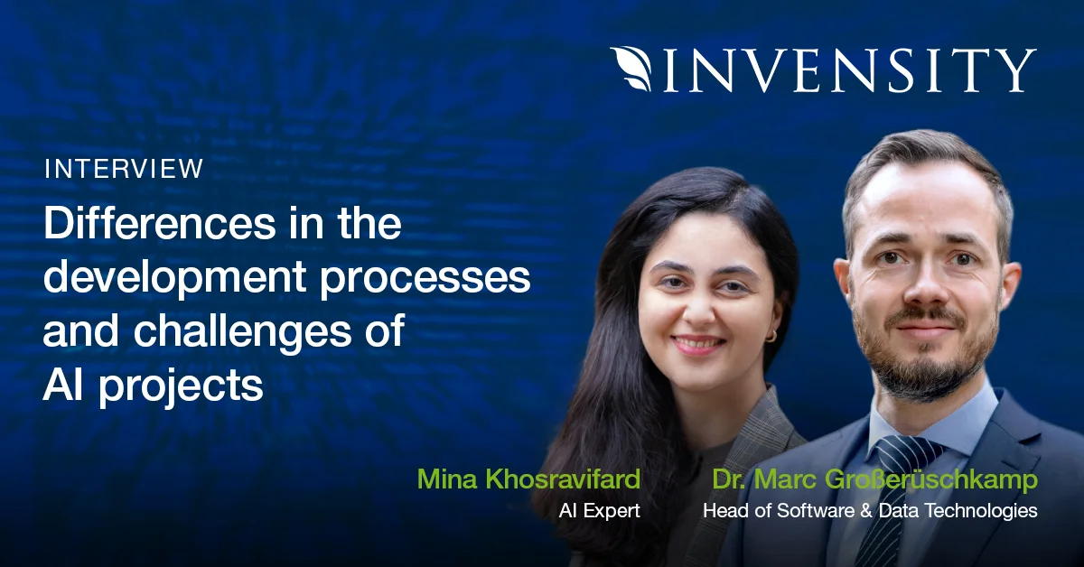 Differences in the development processes and challenges of AI projects Where lie the key differences in the development process between classical software and AI? This is what our AI experts Dr. Marc Großerüschkamp and Mina Khosravifard discuss in this interview. They focus especially on the role of data and the security of AI systems.