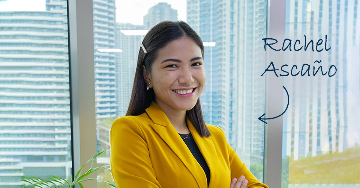 Preview image for a career blog post about supporting colleagues’ success at INVENSITY featuring Rachel Ascaño with an arrow pointing to her.