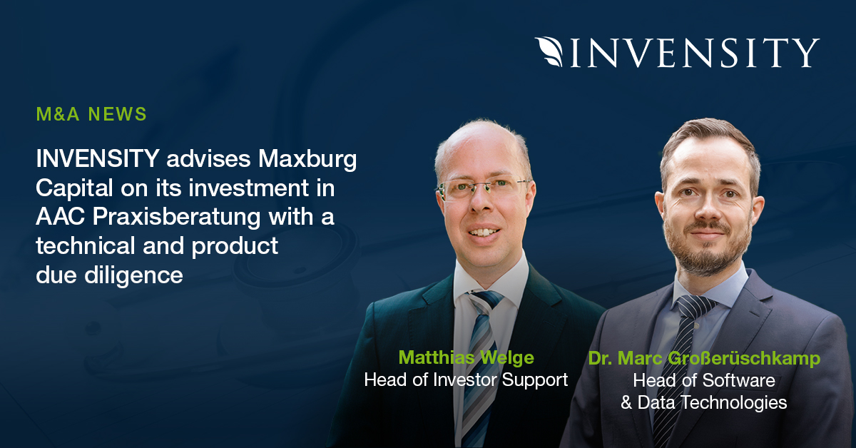 M&A – MaxburgCapital & AAC_socmed_v2 INVENSITY advises Maxburg Capital on its investment in AAC Praxisberatung with a Technical & Product Due Diligence