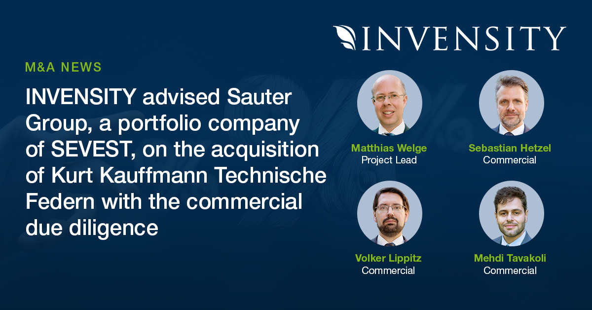 INVENSITY advised Sauter Group, a portfolio company of SEVEST, on the acquisition of Kurt Kauffmann Technische Federn with the commercial due diligence